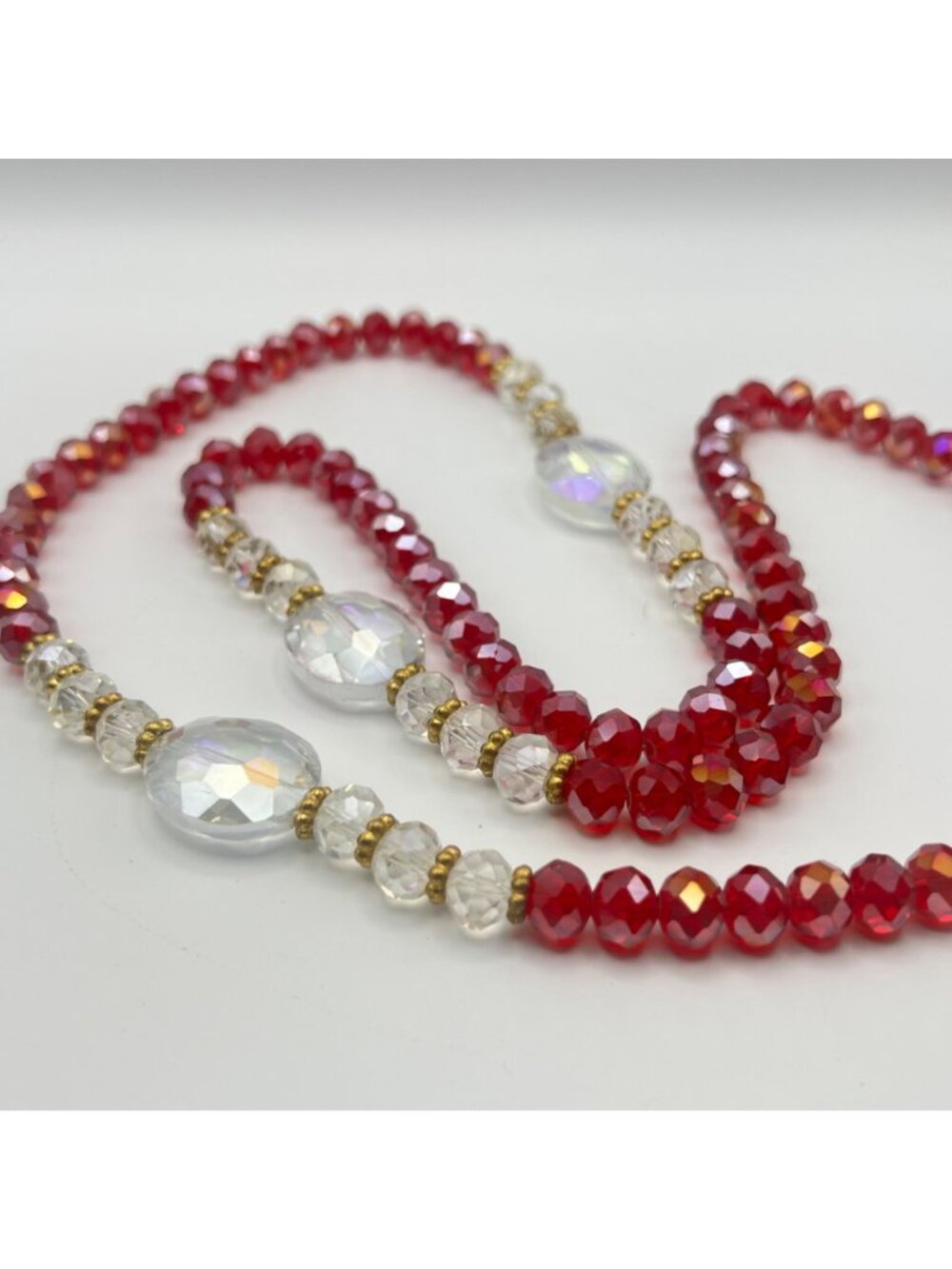 Lot Of 4 Multi-Color Stretch Glass Necklaces 36" & 30" Faceted Cube Beads Boho - Picture 10 of 12